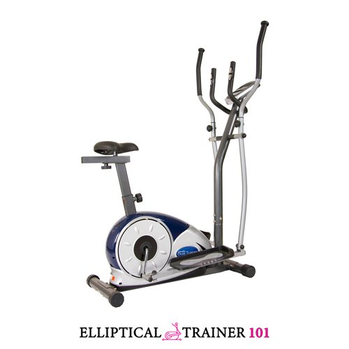 Body Champ 2 in 1 Cardio Dual Trainer Elliptical Workout and Upright Exercise Bike with Heart Rate BRM3671